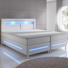 Posteľ Box Spring Norfolk s LED osvetlením 180 x 200 cm | biela č.1