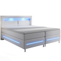 Posteľ Box Spring Norfolk s LED osvetlením 180 x 200 cm | biela č.2