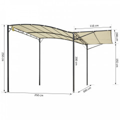 Záhradná oceľová pergola so skladacou strechou 3 x 2,5 m | krémová č.3