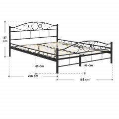 Kovová posteľ Toskana 180 x 200 cm | čierna č.2