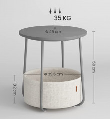 Kulatý konferenční stolek s košíčkem Ø 45 cm | šedý č.2