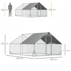 Venkovní výběh pro drůbež se stínicí střechou XXL | 3 x 4 x 2 m č.3