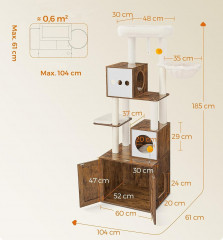 Škrabadlo pro kočky se skříňkou 60 x 52 x 185 cm | Rustikálně hnědé č.2