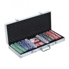 Přenosný pokerový set s 500 žetony | 55,5 x 22 x 6,5 cm č.1