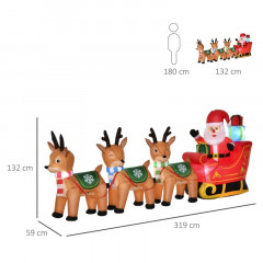 Nafukovací Santa Claus na saních se 3 soby | 132 cm č.3