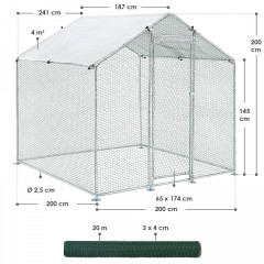 Venkovní výběh pro drůbež se stínicí střechou | 200 x 200 x 200 cm č.3