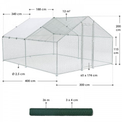 Venkovní výběh pro drůbež se stínicí střechou | 300 x 400 x 200 cm č.3