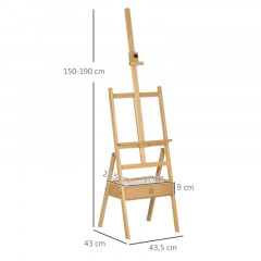 Malířský stojan 43,5 x 43 x 150-190 cm | přírodní č.3