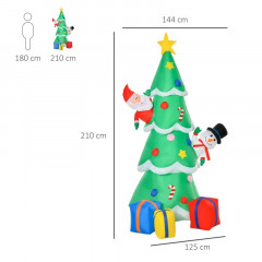 Nafukovací stromek se Santa Clausem a sněhulákem | 210 cm č.3