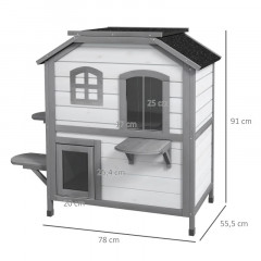 Domeček pro kočky 78 x 55,5 x 91 cm | bílo-šedý č.2