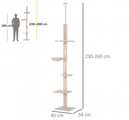 Škrabadlo pro kočky 40 x 34 x 230-260 cm | béžové č.3