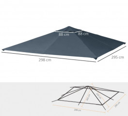 Náhradní polyesterová střecha na altán 180 g /m² 3x3 m | tmavě šedá č.2