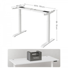 Výškově nastavitelný rám stolu 60 x (107,5-175) x (69-115) cm | bílý č.2