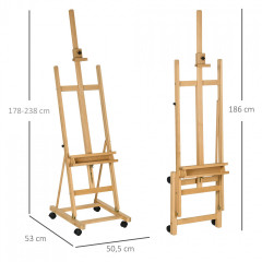 Skládací malířský stojan 50,5x53x178-238 cm | přírodní č.2