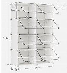 Stojan na boty - organizér bot na 8 kostek s dvířky | bílý č.3