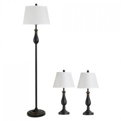 Sada 3 lamp ve vintage stylu | černá + bílá č.3