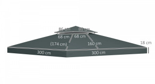 Náhradní střecha na altán 3x3 m | popelavě šedá č.3